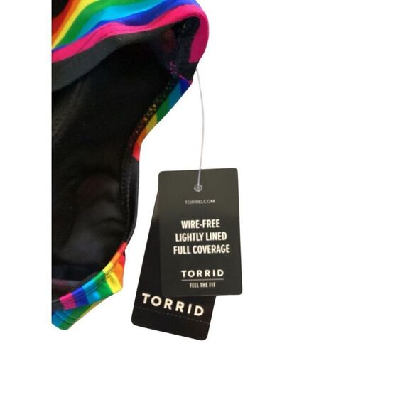 Torrid Bikini Top Rainbow Stripe Scoop - Picture 6 of 7